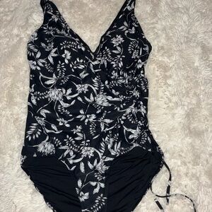 Black and White Floral Swimsuit